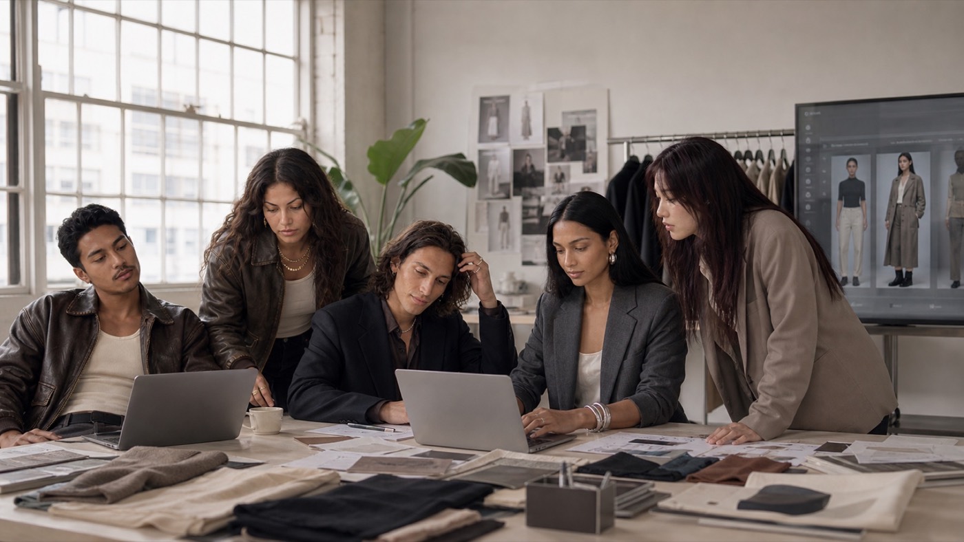 Danel AI Twins collaborating inside a SPREEAI fashion technology studio